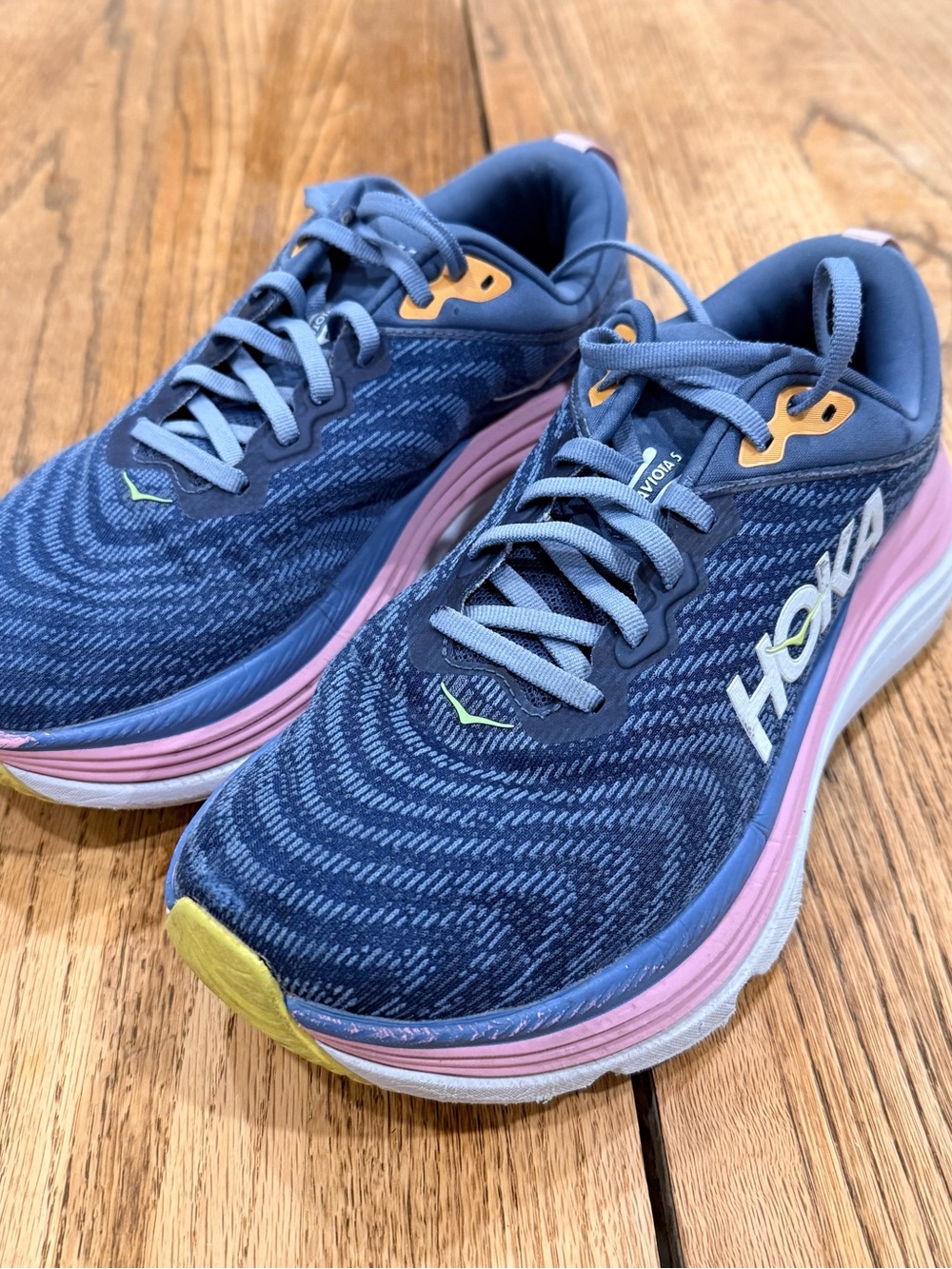 Hoka One One Gaviota 5 Women's Navy/teal Blue and Pink Running Shoes 9D